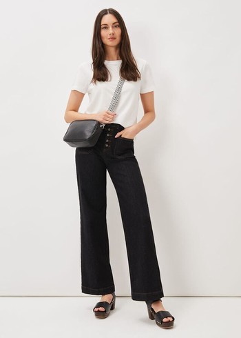 Phase Eight Magsie Wide Leg Jeans Black USA | 4517903-RQ